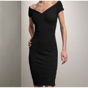 Tadashi Collection Black Off Shoulder Short Sleeve Bodycon Bandage Dress‎ Size M